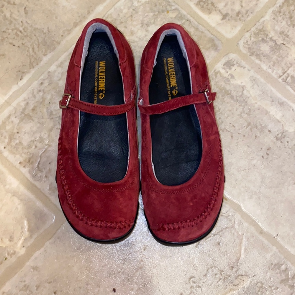 Wolverine Red Shoes Suede Mary Jane 6M